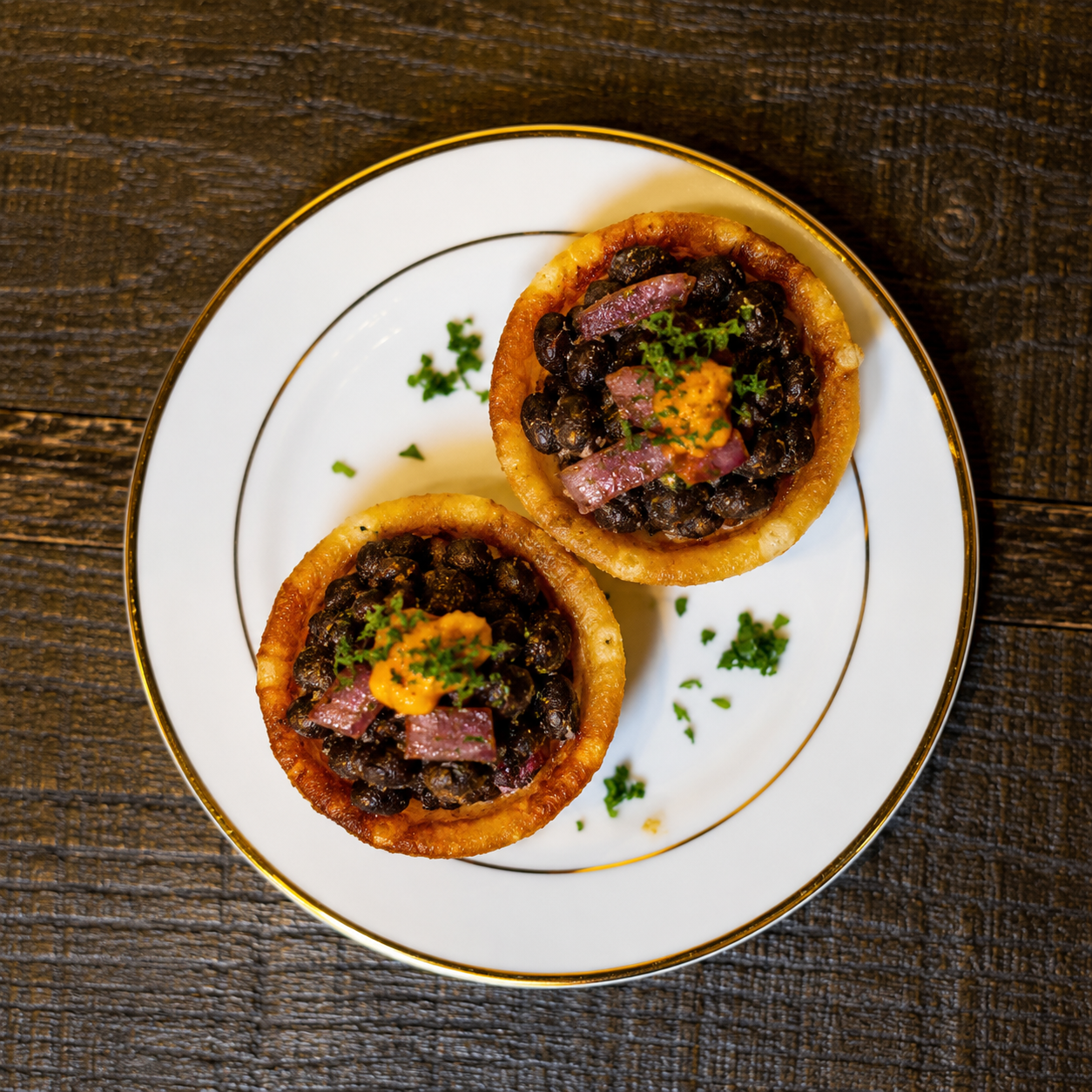 Ndolé tarts with steak